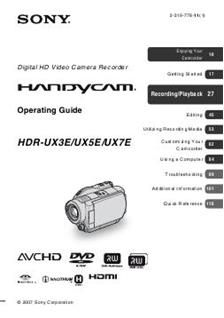 Sony HDR UX 5 E manual. Camera Instructions.